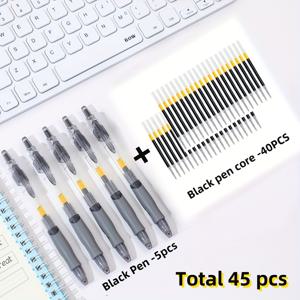 TEMU 45개 팩 인체공학적 볼펜 세트, 0.5mm 극세 필기, 검정/빨강/파랑 잉크, 리필 가능, 부드러운 필기 경험, 학교, 사무실, 일상 사용, 크리스마스 선물, 플라스틱, 둥근, 인체공학적 디자인, 중간 지점 유형, 텔레스코픽 펜 구조