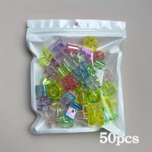 TEMU 20/50개 아크릴 컬러풀 투명 26자 알파벳 비즈 업그레이드 버전, DIY 핸드메이드 팔찌·목걸이·키체인·펫 목줄 만들기 세트
