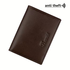 TEMU 바웨이시빈리 빈티지 정품 가죽 RFID 차단 카드 홀더, 폴리에스터 안감 - 탑 그레인 정품 가죽, 레트로 스타일, 컴팩트 디자인, 다중 카드 슬롯, 안전하고 세련된 디자인 | 고급스러운 공예 기술의 정품 지갑