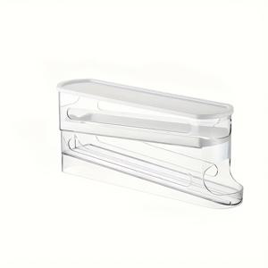 TEMU 냉장고 문에 딱 맞는 조절 가능한 롤링 계란 홀더, 쌓을 수 있고, 내구성 있는 플라스틱, 18개의 계란을 수용, 배터리 불필요, 주방 정리 액세서리