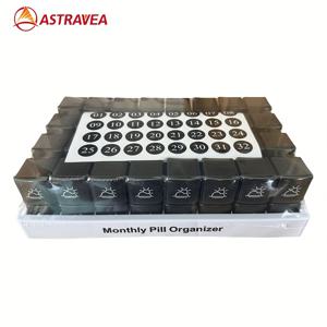 TEMU ASTRAVEA 대용량 월간 알약 보관함 1세트, 32구획 및 64그리드, AM PM 알약 상자, 분리 가능한 32개 칸막이와 표시 스티커 포함, 일일 두 번 복용하는 월간 알약 정리함, 알약과 생선 기름, 비타민, 영양제 등에 적합한 생일 선물, 명절 선물, 어르신, 파트너, 친구에게 주는 선물