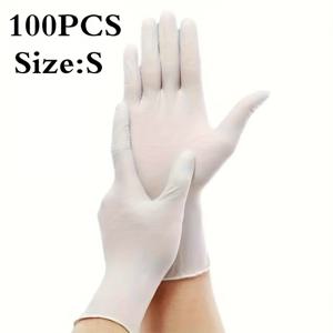 TEMU 화이트 일회용 니트릴 장갑, S/M/L/XL 방수 및 내구성 있는 화이트 니트릴 장갑, 타투, 네일 아트, 페인팅, 가정 청소, 설거지, 청소 용품용, 무분말, 비의료용 장갑|네일재료
