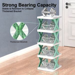 TEMU 3단 공간 절약형 접이식 신발장, 컴팩트하고 가벼운 보관함, 내구성 있는 블루 PVC 플라스틱, RV 및 기숙사용 이중열 디자인 신발 정리대