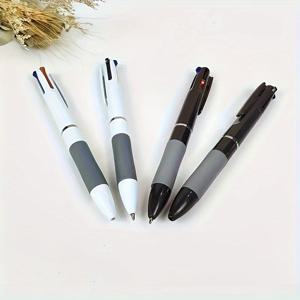 TEMU 혼합 색상 라운드 볼펜, 0.5mm 3-in-1 멀티 컬러 펜, 3개 교체 가능한 펜, 학생 사무실 블랙, 레드 및 블루 3-in-1 푸시 라운드 볼펜