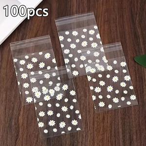 TEMU 100개 봄 데이지 스타일 OPP 접착 포장백, 3.15x5.12인치 투명한 헤이즈 효과 선물 가방, 보석 상자 및 핸드메이드 공예품, 다양한 파티나 축제를 더욱 특별하게!