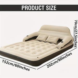 TEMU 헤드보드, 베개 및 컵 홀더가 있는 인플레이터블 에어 매트리스 - 200-250kg 용량, 전기 필요 없음, 손님용 휴대용 수면 패드, 가정, 캠핑, 결혼식용 - 내구성 있는 PVC 소재, 튼튼한 구조의 모던 침실 장식