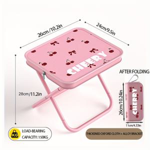 TEMU 핑크 체리 블라썸 접이식 의자 - 120kg 용량, 가벼운 휴대용 야외 좌석, 철 합금 프레임 & 폴리에스터 원단, 캠핑/피크닉/기차 여행용, 청소년 및 학생용, 튼튼한 구조, 컴팩트 디자인, 소형 실내가구|캠핑의자|접이식의자