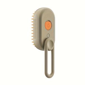 TEMU USB 충전식 고양이 스팀 마사지기 - 오렌지 실리콘 물 스프레이 미용 브러시, 느슨한 머리카락 및 노드 완화, 조절 가능한 전원 버튼, 어그레이트 및 호스가 장착된 인간 중심된 손잡이, 고양이 관리 도구, 고양이 관리 필수품, 현대적인 애완 동물 관리, 내구성 있는 플라스틱 구조