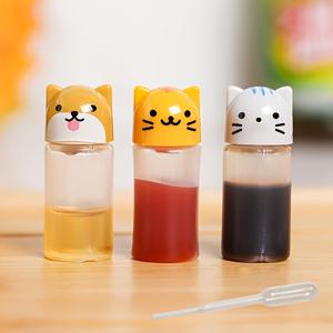 TEMU 4개 귀여운 동물 소스 병 - 투명 뚜껑 포함, 캠핑용 키티 양념 용기, 점심 도시락 및 주방용 (오렌지색, 하얀/파란 눈, 빨간색) - 손세척 전용, 미니 소스병, 애니메이션 팬을 위한 아이디어, PVC 프리 재질, 내구성 있는 플라스틱