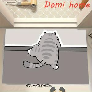 TEMU 도미노 홈 귀여운 고양이 디자인 욕실 매트 - 흡수성, 빠른 건조, 미끄럼 방지, 부드러운 폴리에스터 및 흙 블렌드, 기하학적 패턴, 기계 세탁 가능, 욕실 및 집 장식에 완벽, 욕실 매트