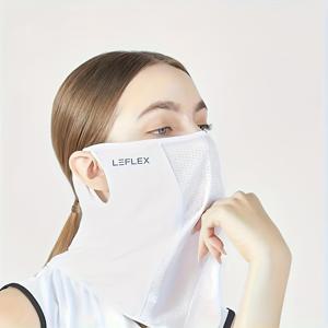 TEMU 2025 최신 Leflex 골프 얼굴 방수 및 낚시 마스크 - 흰색 폴리에스터 통기성 유니버설 피트, 통기 구멍, 골프, 사이클링, 낚시 및 야외 스포츠 용 에르고닉 디자인, 골프 액세서리, 세련된 스포츠 장비, 유연한 소재|마스크|골프용품