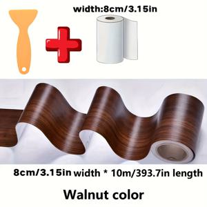 TEMU 1pc 자체 접착식 나무 조각 수리 테이프, 작은 스크래퍼 포함 - DIY 가구, 테이블, 의자, 바닥 보수, PP 소재, 가구 수리용 실제 나무 패턴 | 내구성 있는 접착 테이프, 가구 수리용 나무 스티커