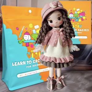 TEMU Vioiv 귀여운 공주 인형 초보자용 동물 크로셰 세트, PDF 파일과 단계별 튜토리얼 포함, DIY 뜨개질 세트, 귀엽고 재미있는 홈 , 생일 및 발렌타인데이 선물