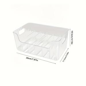 TEMU 1pc 투명 플라스틱 향신료 보관함, 조절 가능한 디바이더 - 조미료, 스낵 및 작은 물건을 위한 다용도 주방 정리함 - 카운터탑 사용에 적합, 분리 가능한 향신료 랙, 대용량 냉장고, 캐비닛 및 거실 카운터탑 보관함, 주방 및 야외 캠핑용 향신료 보관함, 냉장고 액세서리, 냉장고 보관에 완벽한 선택|캠핑냉장고