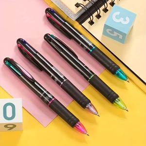 TEMU 6개입, 6개입 4in 1 다색 리트랙터블 펜 0.7mm 4색 젤 잉크 볼펜 간호사 용품