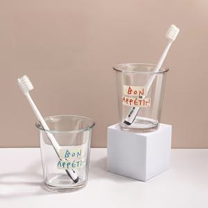 TEMU 2pcs 간단하고 우아한 문자 프린트 유리 컵, 우유, 주스, 커피, 아이스 아메리카노, 열대 음료 등에 적합, 다양한 음료