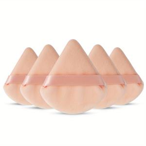 TEMU 팬형 퍼프 세트 5개 (6색상) 부드러운 벨벳 메이크업 퍼프, 초보자용 얼굴 메이크업 도구