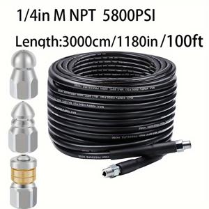 TEMU 압력 세척기 배수용 1세트 하수구 제트 키트, 최신 5800PSI 배수 클리너 호스, 1/4인치 NPT와 3개 1/4
