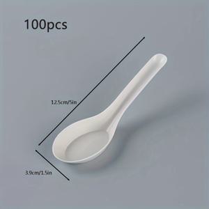 TEMU 100개 고품질 사탕수수 섬유 숟가락, 4.9인치 - 수프, 푸딩, 오트밀 등에 완벽 - 레스토랑, 뷔페 및 가정용으로 이상적, 크리스마스에 가장 적합