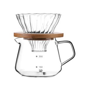 TEMU 재사용 필터가 있는 푸어 오버 커피 메이커 세트, 300/600ml 유리 포트 커피 서버와 유리 커피 드리퍼/필터, 홈 오피스 캠핑 하이킹용 커피 포트 서버 세트, 1-5 컵