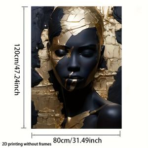 TEMU [2D 플랫] 1pc 현대 황금 세라 포트레이트 캔버스 아트, 31.5x47.24 인치 - 거실 및 침실용 프레임리스 벽 장식, 완벽한 선물, 캔버스 벽 아트