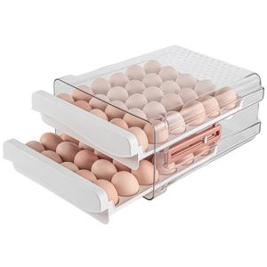 TEMU 32/60 용량 냉장고용 계란 상자, 가정용 냉장고용 계란 상자, 투명한 이중 서랍 닭고기 계란 상자, 흰색