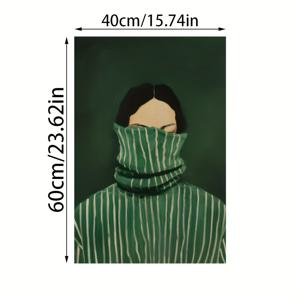 TEMU 1pc 프레임 없는 추상 인체 그림 포스터, 일본 줄무늬 여성 추상 오일 페인팅, 방수 캔버스 벽화, 거실, 침실, 욕실, 사무실, 복도, 주방 장식, 방 장식용 포스터