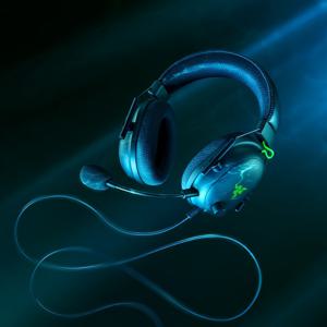 TEMU 레이저 블랙 샤크 V2 유선 게이밍 헤드셋, 패시브 노이즈 캔슬링 및 USB 사운드 카드 포함
