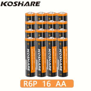 TEMU KOSHARE AA 탄소 배터리, 1.5V, 16/24/32개입, 장기간 보관 가능, 대용량, 드론, 알람 시계, 에어컨 리모콘, 게임 컨트롤러 등 비충전식 배터리에 적합, 충전기는 사용하지 마세요