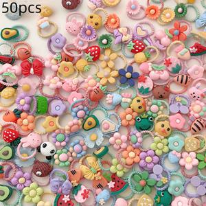 TEMU 50pcs 애완동물 털 액세서리 세트, 귀여운 꽃, 리본, 과일, 작은 동물 디자인 헤드밴드 및 헤어밴드, 개와 고양이에게 적합 (직접 털 액세서리만, 무작위 스타일 및 색상)