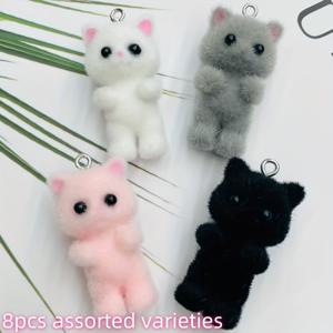 TEMU 8pcs 3D 레진 고양이 목걸이, DIY 공예, 키링, 귀걸이, 목걸이에 적합 - 다기능 걸이 액세서리 세트. 완벽한 작은 선물|귀걸이|목걸이