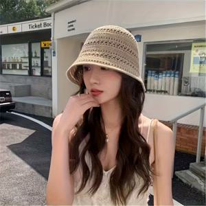 TEMU 2025 신상 여름용 통풍형 낚시모자, 여성용 얇은 썬햇, 패션 바스켓 모자, 통통 버킷햇|모자|벙거지모자|여름모자