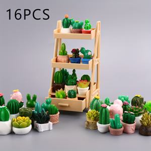 TEMU 미니어처 카투스 및 양치식물 테라리움 - 인형집 장식, 놀이세트 액세서리용 세부적인, 아름다운 데스크탑 식물 디스플레이|생생한 테라리움|세부적인 텍스처, 카투스 장식