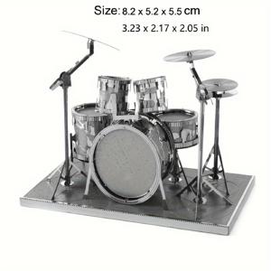 TEMU 3D 메탈 퍼즐 미니어처 드럼 세트 모델 장식 - DIY 미니어처 사진 소품/거실 장식용 - 계절별 데코, 완벽한 선물 수집품 & 액세서리, 예술적 디스플레이, 섬세한 디자인, 핸드메이드 레진 액세서리, 공예 애호가를 위한 장식품