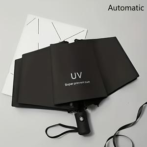 TEMU 자동 UV8 본 블랙 우산, 방풍 기능, 강화 프레임, 컴팩트 접이식 디자인, 다양한 색상, 모든 행사에 완벽한 선물