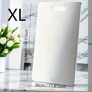 TEMU 1개 대형 독일 스테인리스 스틸 도마 - 내구성 강화, 세척 쉬움, 위생적 식품 준비용 보드, 셰프 나이프 호환 가능, 고기·채소·치즈·빵에 이상적 - 전문가 및 가정용 주방, 세련된 메탈릭 디자인, 튼튼한 주방용품