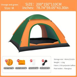 TEMU ALPACA OUTDOORS 2인용 휴대용 캠핑 텐트 - 자동, 이중문 통풍, 내열성, 타원형, 가벼우며 쉬운 설치, 여름, 봄, 가을용, 캠핑 액세서리