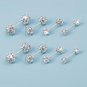 TEMU 1/4 쌍 반짝이는 3/4/5/6mm 볼 스터드 귀걸이 여성용 - 우아한 큐빅 지르코니아, 925 은도금, 귀 연골 피어싱, 트라거스, 헬릭스에 완벽 | 파티 및 특별 행사에 이상적인 선물, 선물 쥬얼리 | 우아한 귀걸이 | 내구성 있는 쥬얼리|귀걸이|피어싱