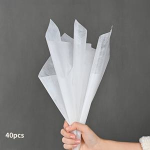 TEMU 40개입, 탈착식 방수 밀크 포장지, 꽃집용 방수 단색 부케 라인링 티슈 페이퍼, 논웨븐 안감 티슈 페이퍼, 꽃다발 포장 용품, DIY 수제 부케 공예 선물 포장용 결혼식 파티 용품 (7가지 색상)