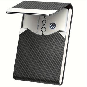 TEMU 1pc 남성용 우아한 블랙 PU 가죽 명함 거치대, RFID 차단, 마그네틱 클로저, 전문가 및 여행에 적합|명함지갑