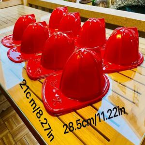TEMU 8개 세트 - 파티용 레드소방관모 (일회용 PVC) / 할로윈, 크리스마스, 새해 무대공연 & 이벤트/파티 장식