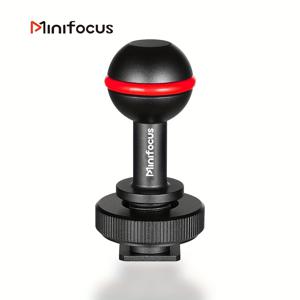TEMU MINIFOCUS 1인치 알루미늄 합금 마운팅 볼과 콜드슈 커넥터 – 수중 다이빙 사진, 비디오/플래시/스트로브 조명용 블랙 & 레드 디자인, 내구성 있고 가벼운 암 어댑터, 다이빙 액세서리