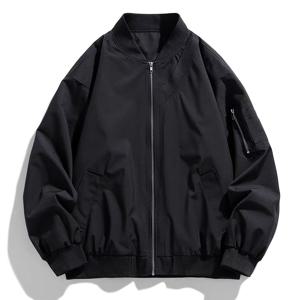 TEMU 남성용 캐주얼 봄버 재킷 - 가벼운, 지퍼업, 폴리에스테르 소재, 베이스볼 칼라, 봄 & 가을용