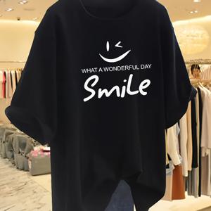 TEMU 여성용 플러스 사이즈 오버사이즈 그래픽 티셔츠 - 