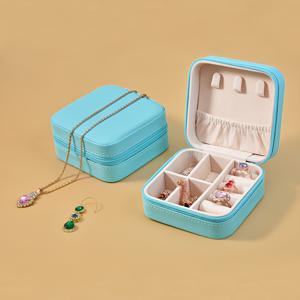 TEMU 럭셔리 인조 가죽 지퍼 클로저 보석함 - 귀걸이, 목걸이, 반지 & 팔찌용 휴대용 여행 케이스, 다중 수납공간 패브릭 안감, 우아한 웨딩 발렌타인데이 어머니날 선물, 세련된 디자인 정리형 보석 상자