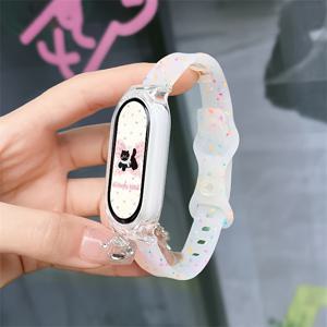 TEMU 시크한 도트 젤리 실리콘 스트랩 & Xiaomi Mi Band 9/8/7/6/5/4용 보호 케이스 - 방수, 나비 잠금, 스마트워치 액세서리