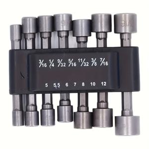 TEMU 14pcs 마그네틱 소켓 세트, 1/4 Hex Shank 스크루드라이버 및 연장 어댑터 포함 - 전기 드릴 및 렌치용 폴리시드 스틸 너트 드라이버, DIY 및 전문 사용에 이상적, DIY Hex Shank 스크루드라이버 세트 | 육각 소켓 | 내구성 있는 스틸 구조, 소켓 렌치 세트