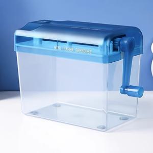 TEMU 1pc 무선 수동 종이 분쇄기, 사무실 책상 장치, 배터리 없음, 안전한 문서 파괴, 내구성 있는 플라스틱, 다색 옵션 - 블루, 블랙, 핑크, 문서 분쇄기|현대 미학|내구성 있는 플라스틱 분쇄기