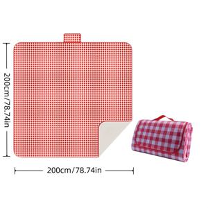 TEMU 1pc 78.74인치 초대형 휴대용 접이식 피크닉 매트 - 체크 디자인의 가벼고 내구성이 뛰어난 폴리에스터, 해변, 캠핑, 바베큐, 여행, 피크닉 액세서리, 해변 액세서리, 캐주얼 아웃도어 기어, 쉽게 청소할 수 있는 표면|캠핑매트