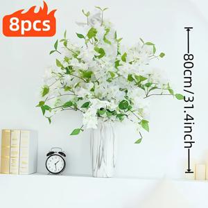 TEMU 8개 모서리 인공 흰색 비스콘티 가지 - 결혼식, 파티, 계절 장식에 이상적 | 다용도 실내/실외 사용 | DIY 공예, 데이, 어머니의 날 등에 완벽 | 전원 필요 없음, 실내 실외 장식 | 로맨틱한 장식 | 인공 꽃